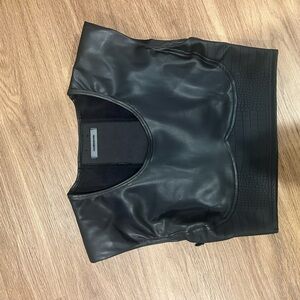 Black Faux Leather Crop Top